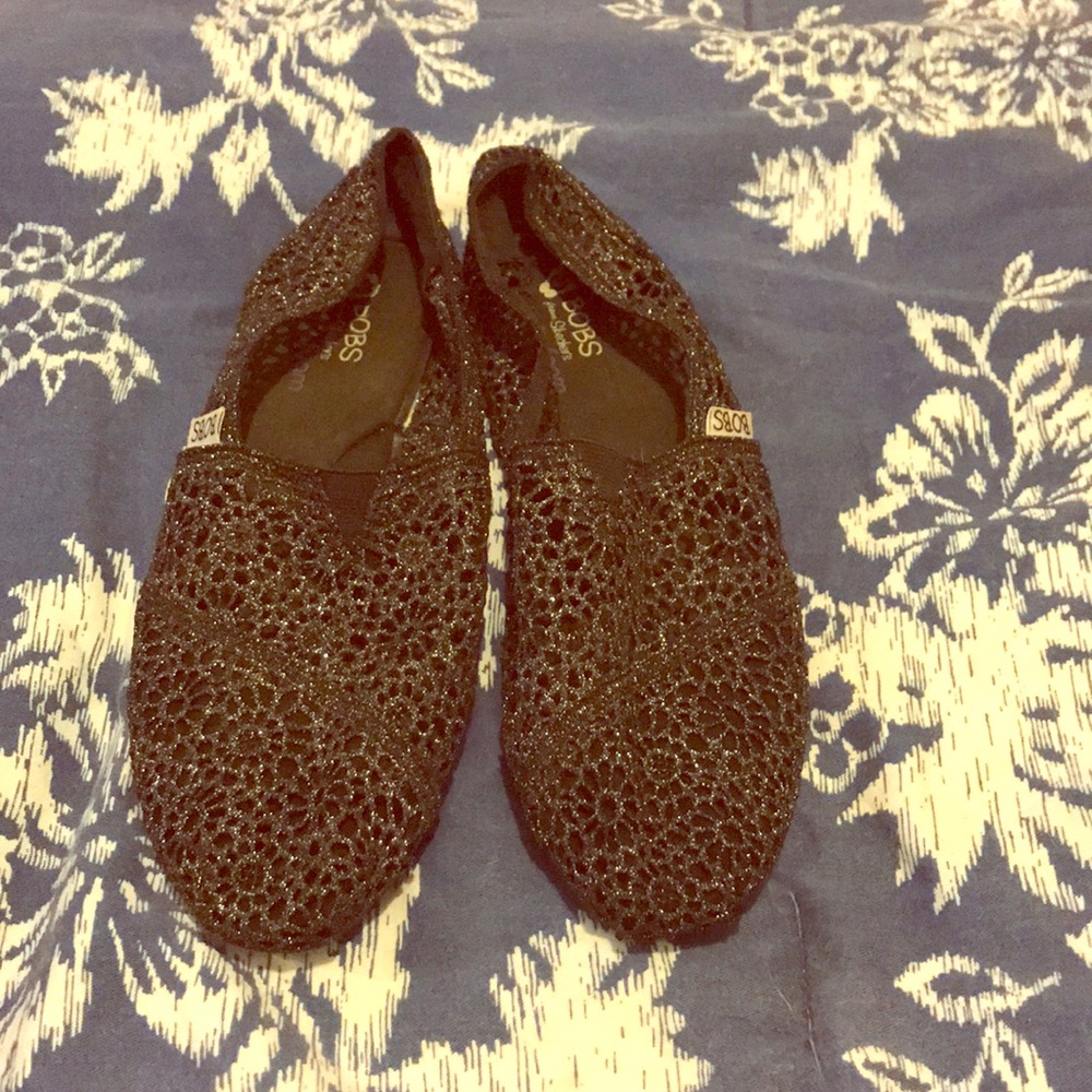 Bobs black flat slide in shoes